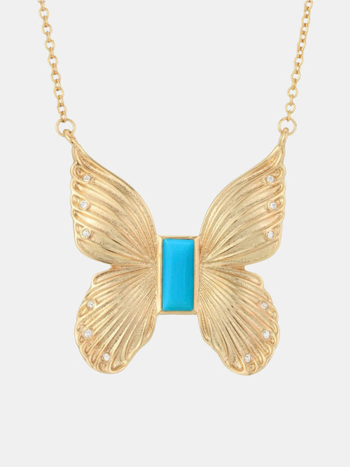 Gem Butterfly Necklace - Periwinkle 