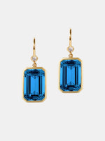 Gossip London Blue Topaz Emerald Cut Earrings with Diamond - Periwinkle 