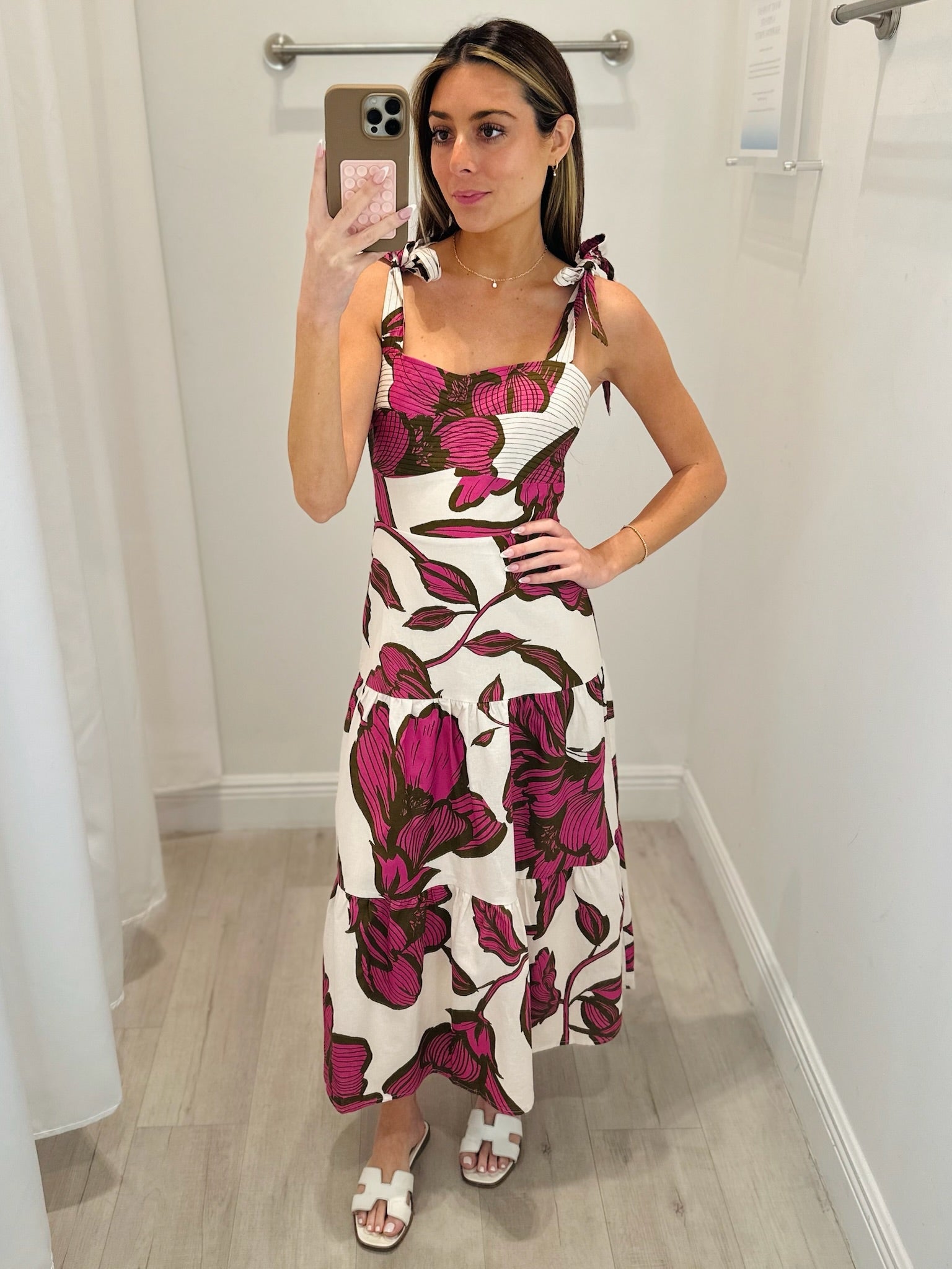 Melrose Shoulder Tie Printed Maxi Dress