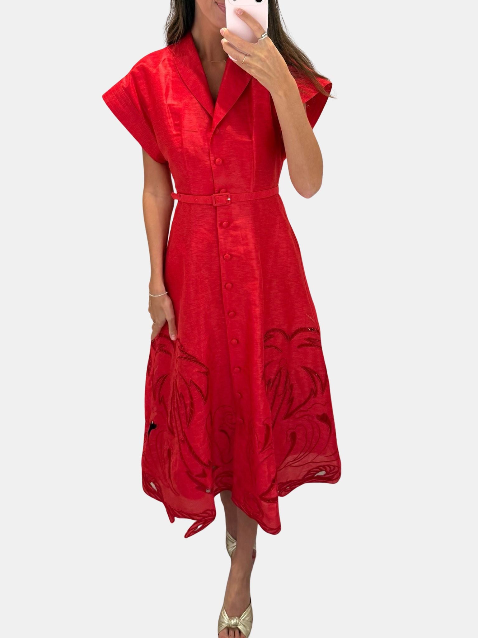 Aubrey Applique Shirt Midi Dress