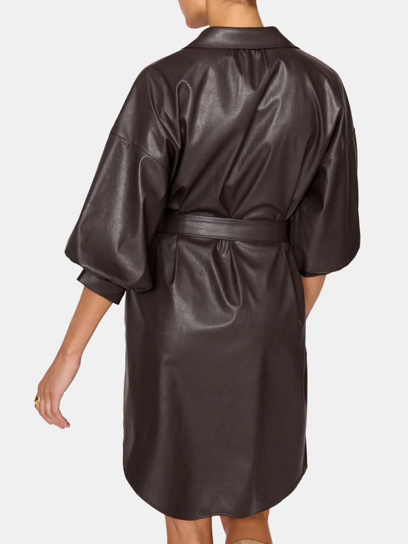 Kate Belted Vegan Leather Shirt Dress