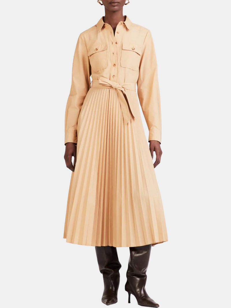 Kenza Long Sleeve Pleated Shirt Dress - Periwinkle 
