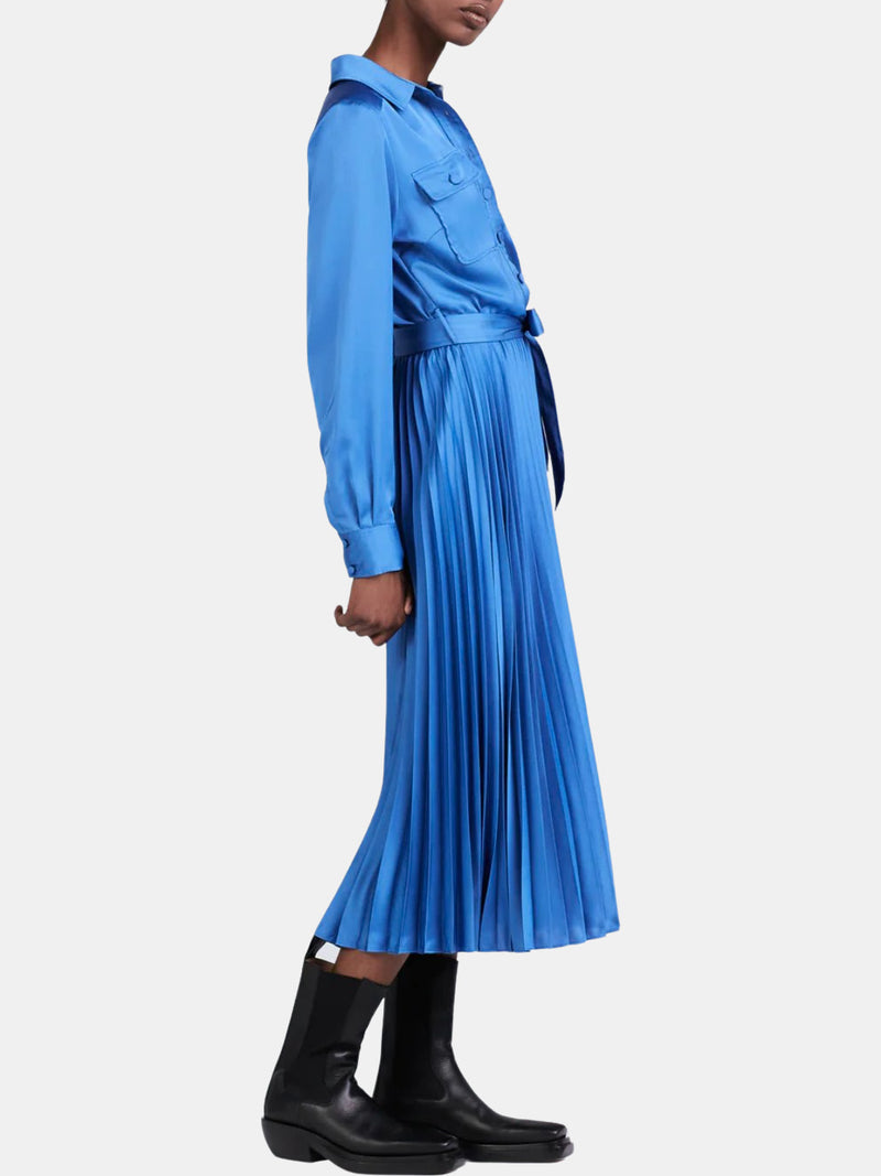 Kenza Pleated Midi Shirt Dress | Periwinkle