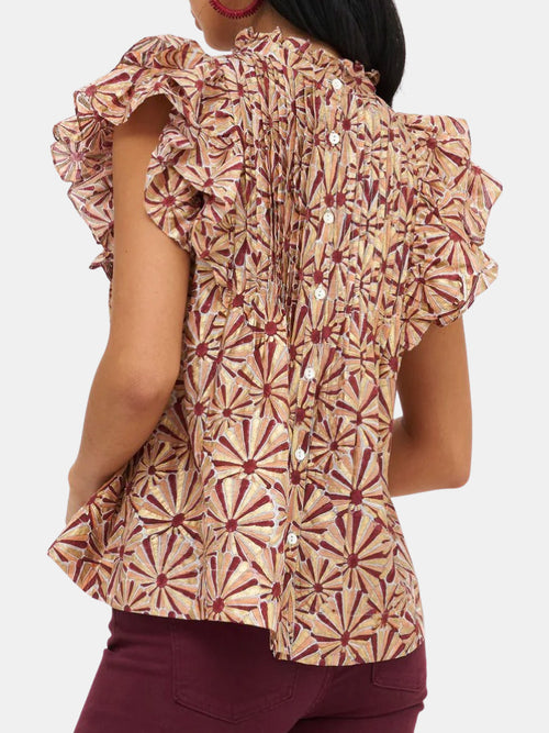 Pintuck Ruffle Top - Periwinkle 