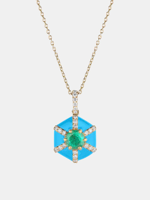 Queen Hexagon Emerald Pendant - Periwinkle 