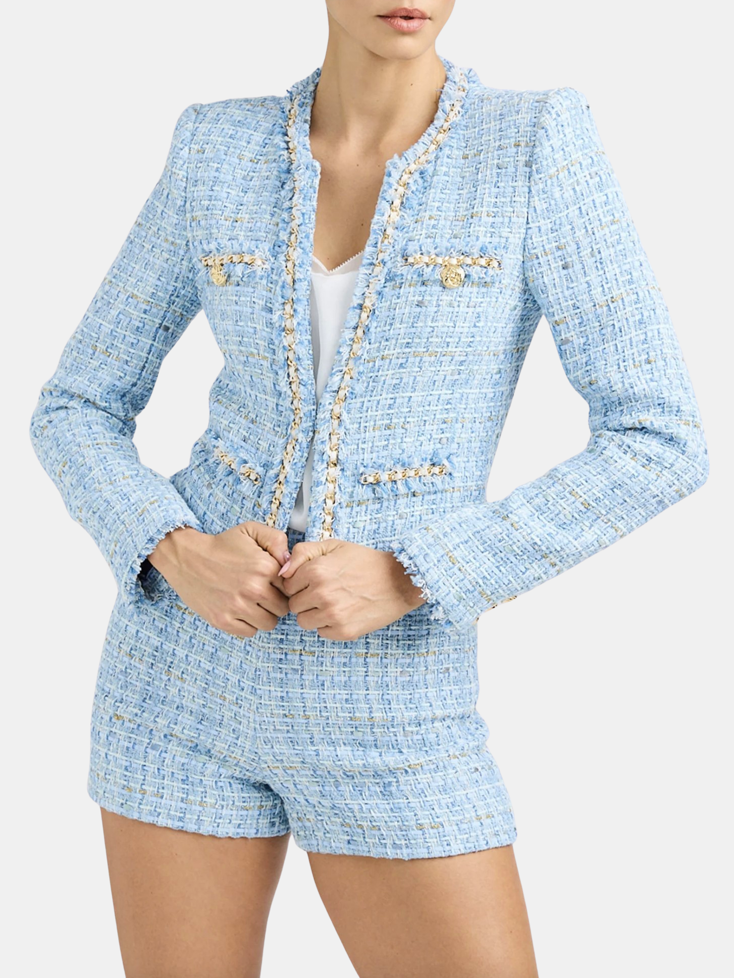 Betsy Buttoned Tweed Blazer