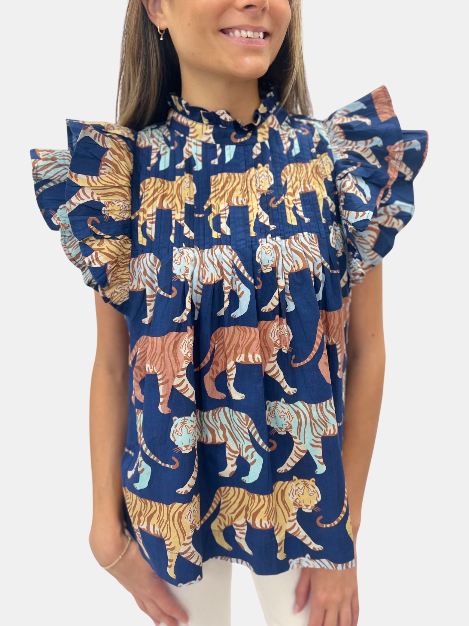 Pintuck Ruffle Top - Periwinkle 