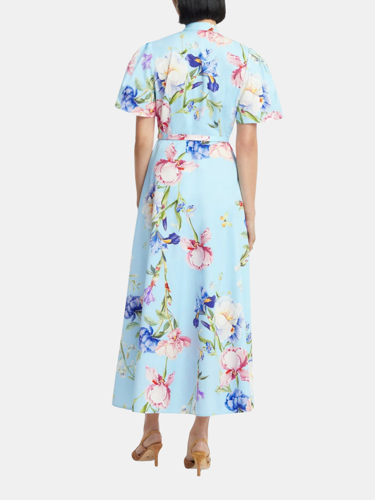 leo lin bianca dress Leo Lin Bianca Short Sleeve Midi Dress in Vanilla Hydrangea Print UFO No More