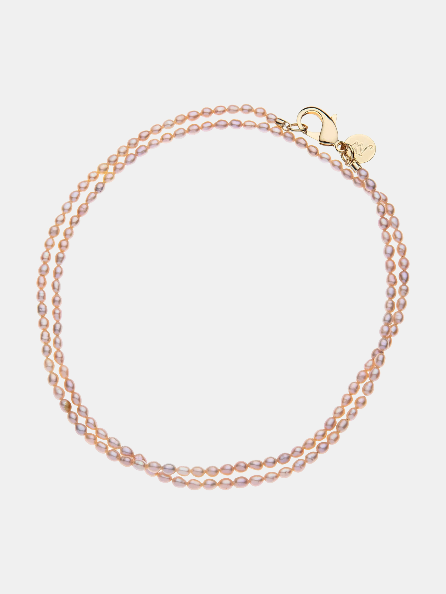 Double Wrap Rice Pearl Necklace - Periwinkle 