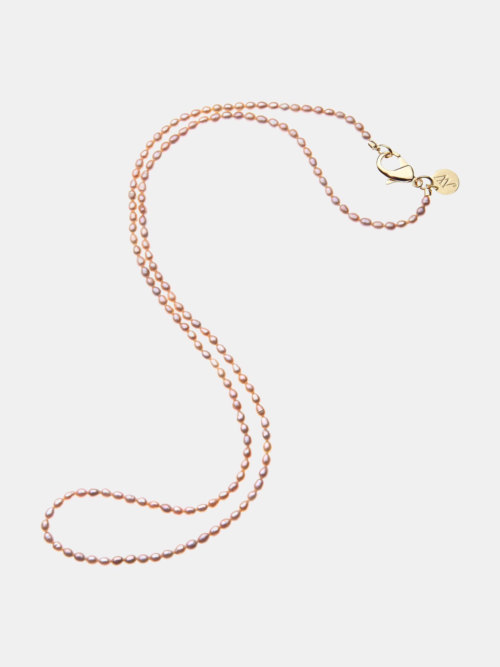 Double Wrap Rice Pearl Necklace - Periwinkle 