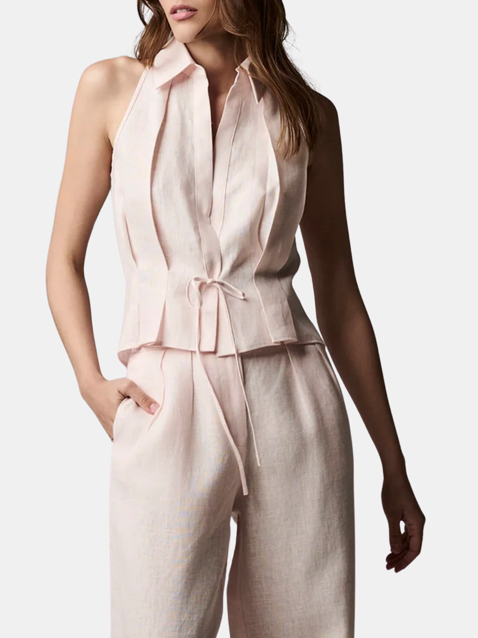 Sloan Linen Vest - Periwinkle 