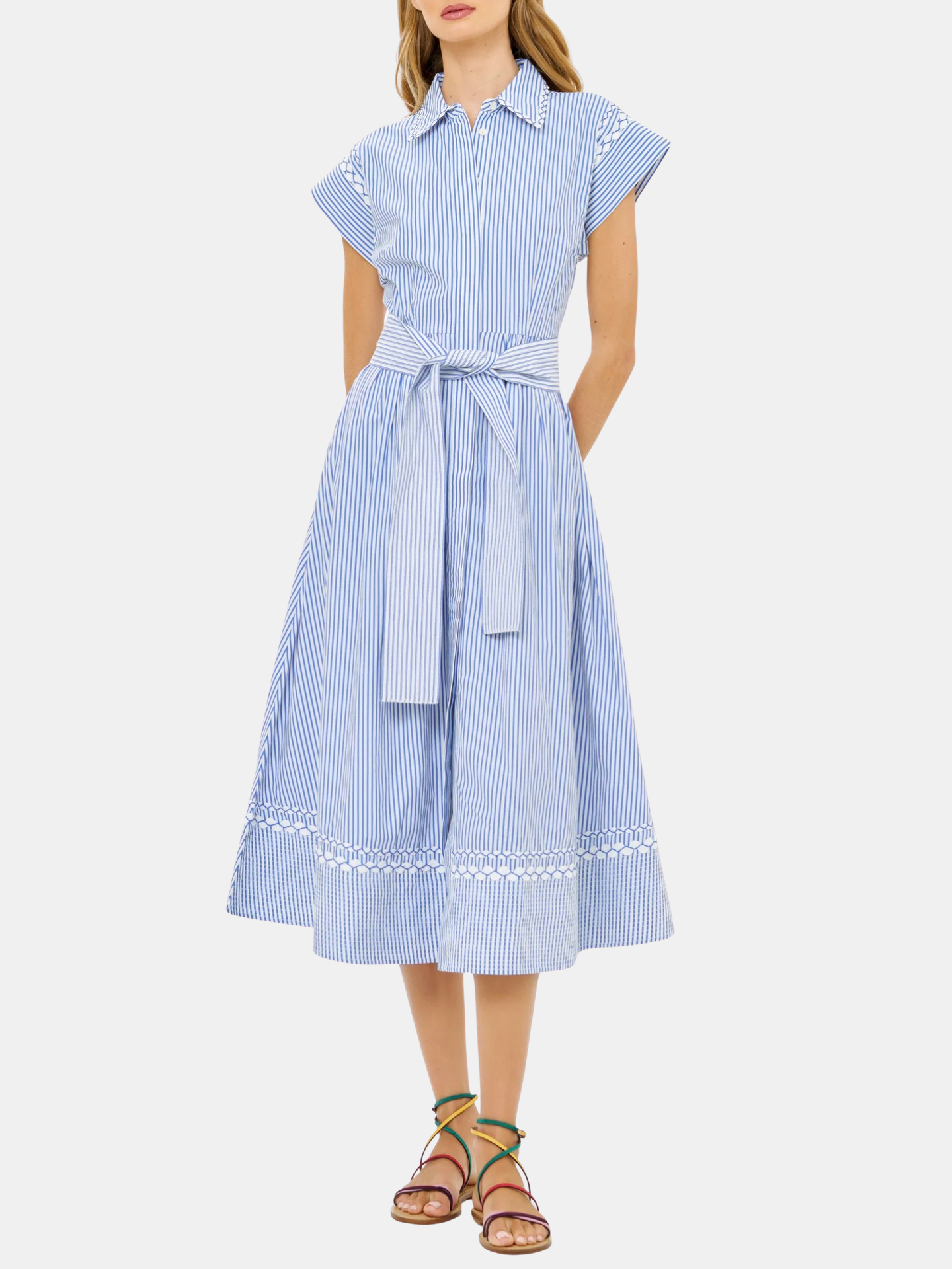 Belted Shirt Dress - Periwinkle 