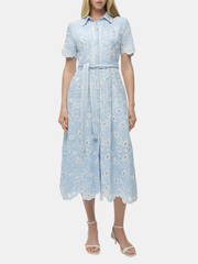 Audria Short Sleeve Belted Midi Dress
