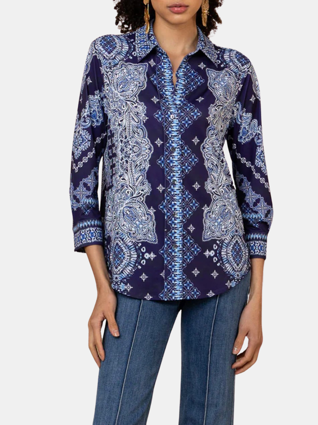 3/4 Sleeve Button - Periwinkle 