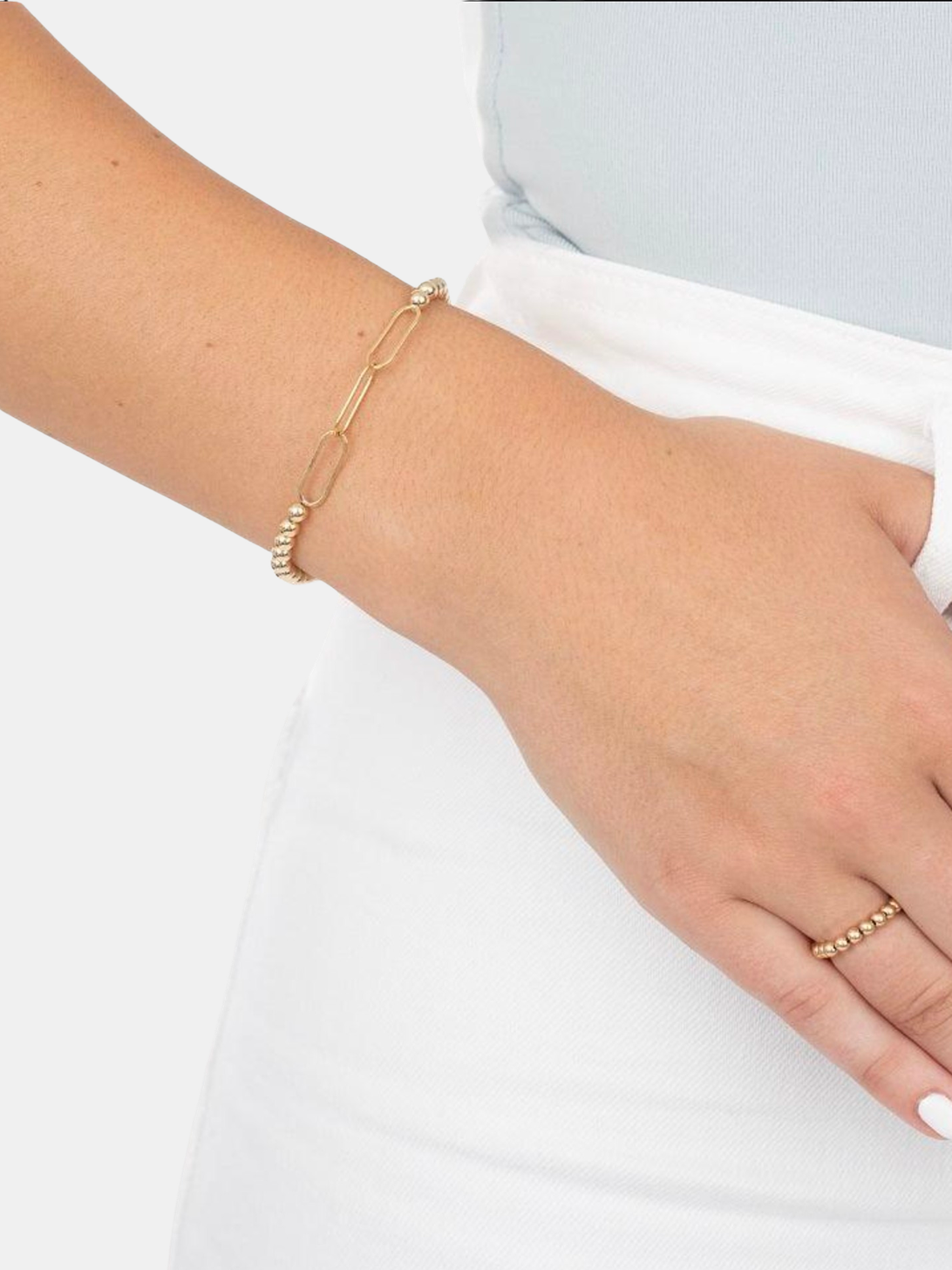 Paperclip 4mm Gold-filled Bracelet - Periwinkle 