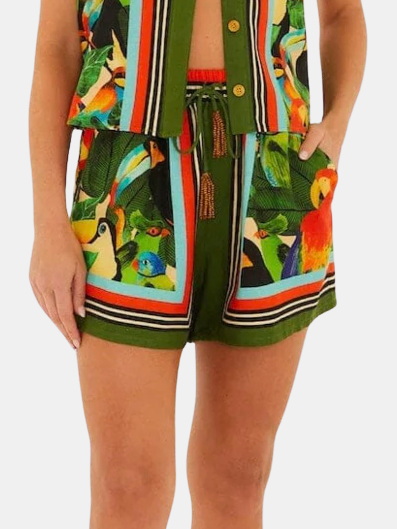 Bird Leaves Shorts - Periwinkle 