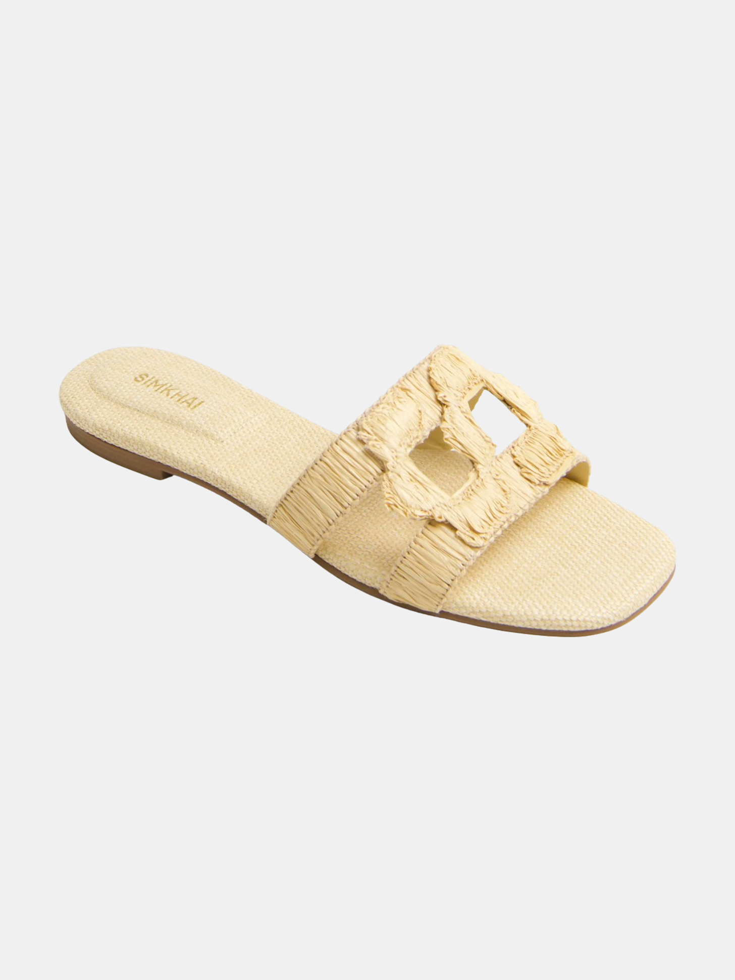Monogram Raffia Flat Slide - Periwinkle 