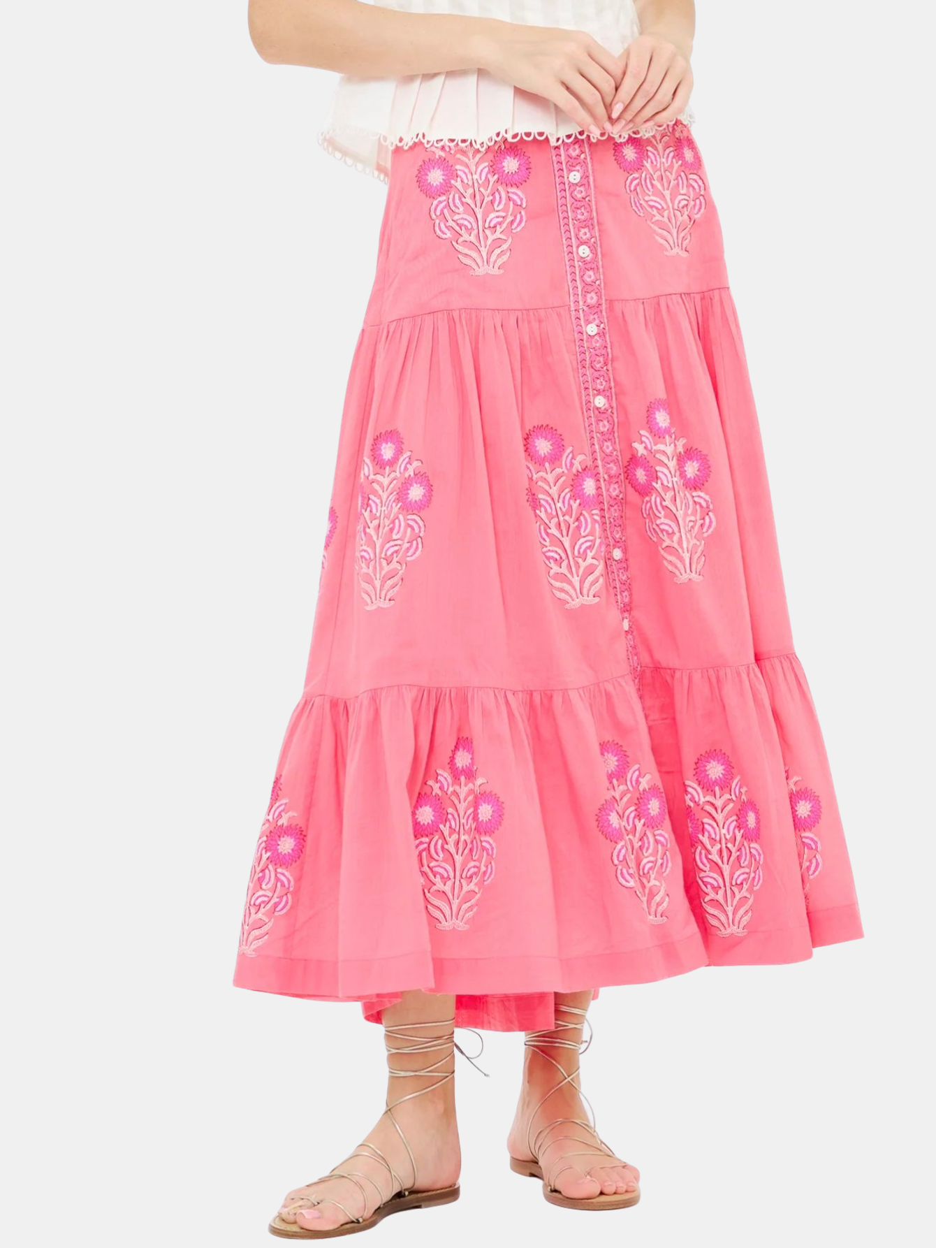 Button Front Skirt - Periwinkle 