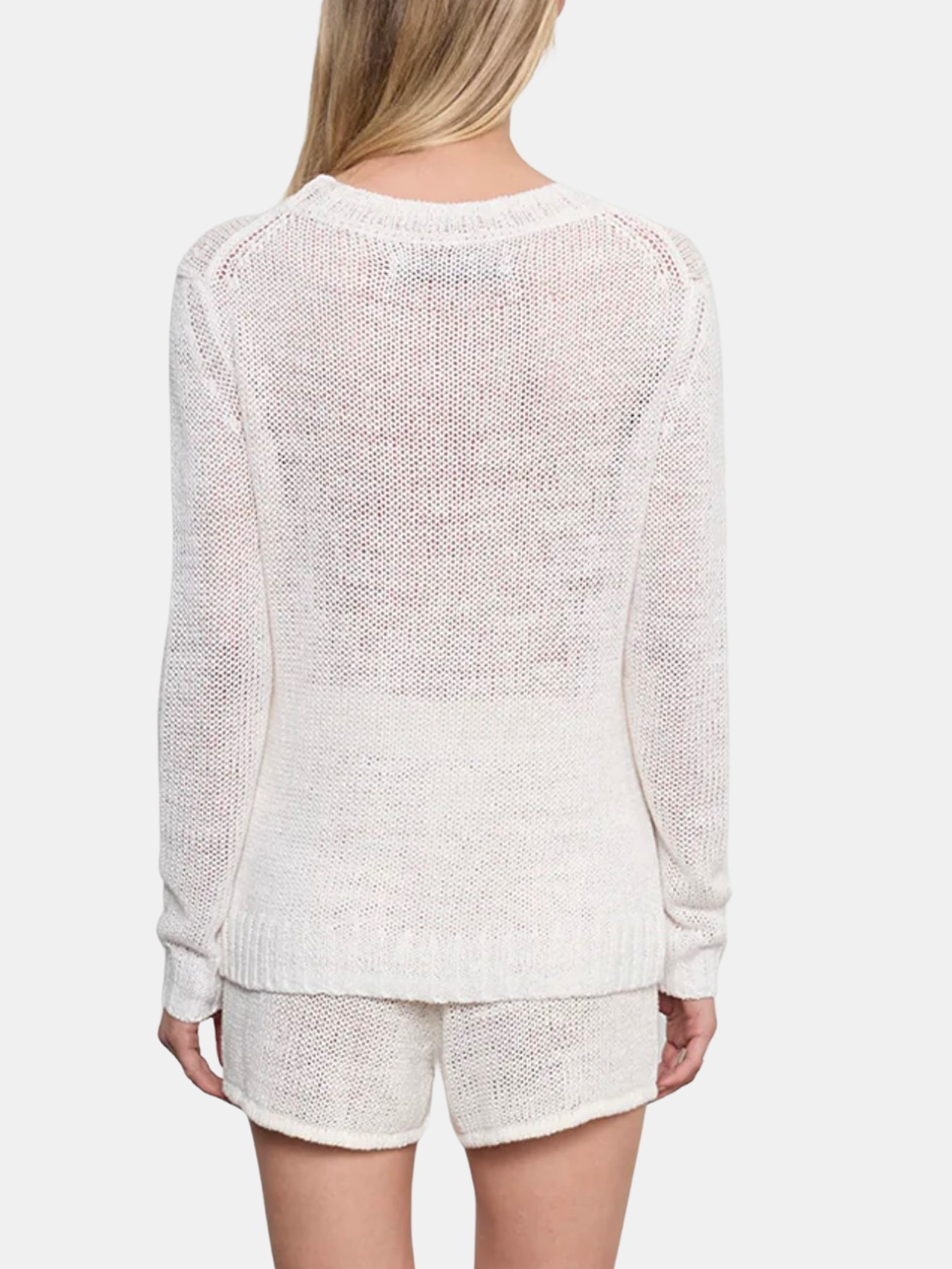 Linen Open Knit Crewneck - Periwinkle 