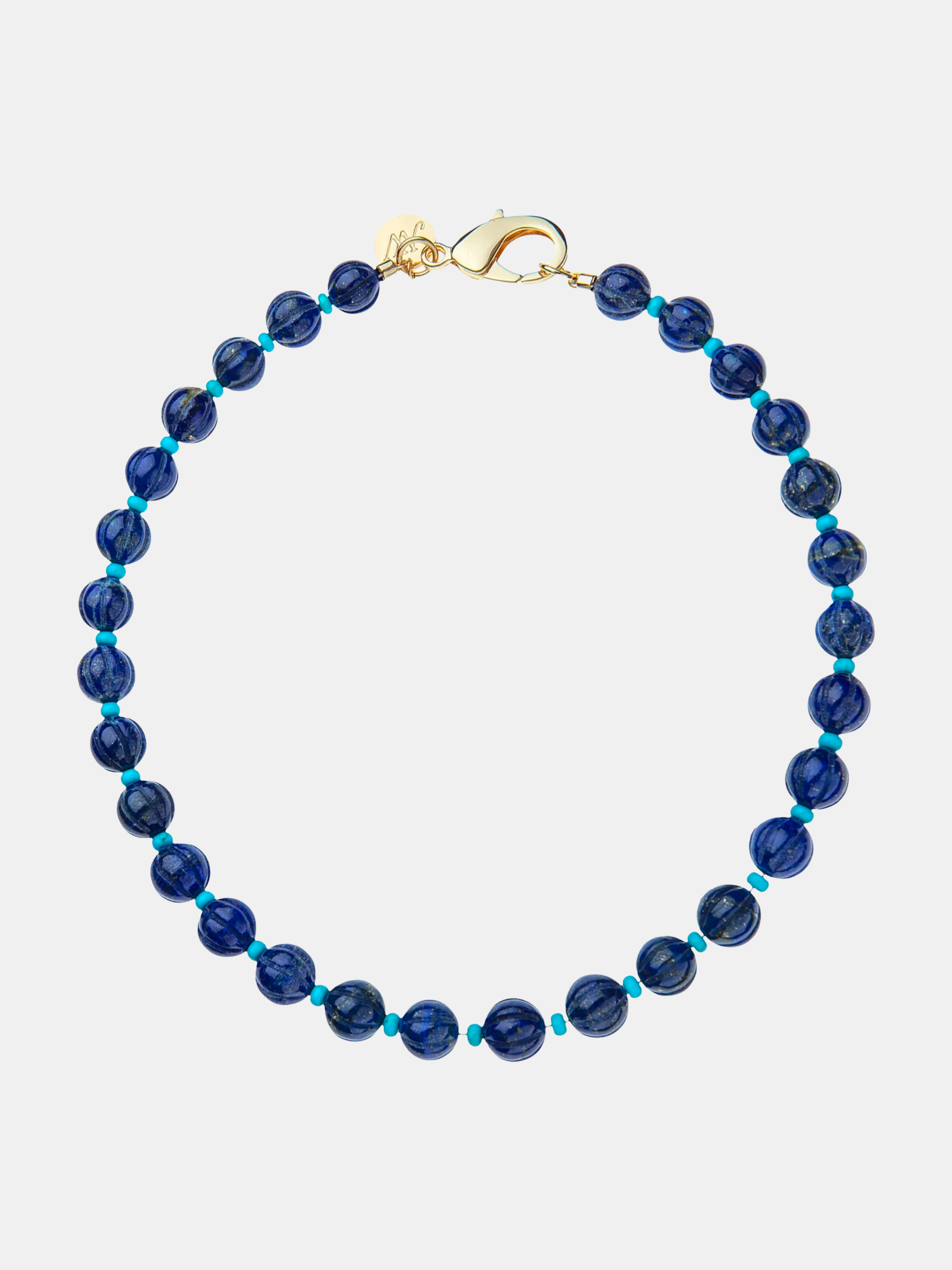 Lapis Pumpkin Bead Necklace - Periwinkle 