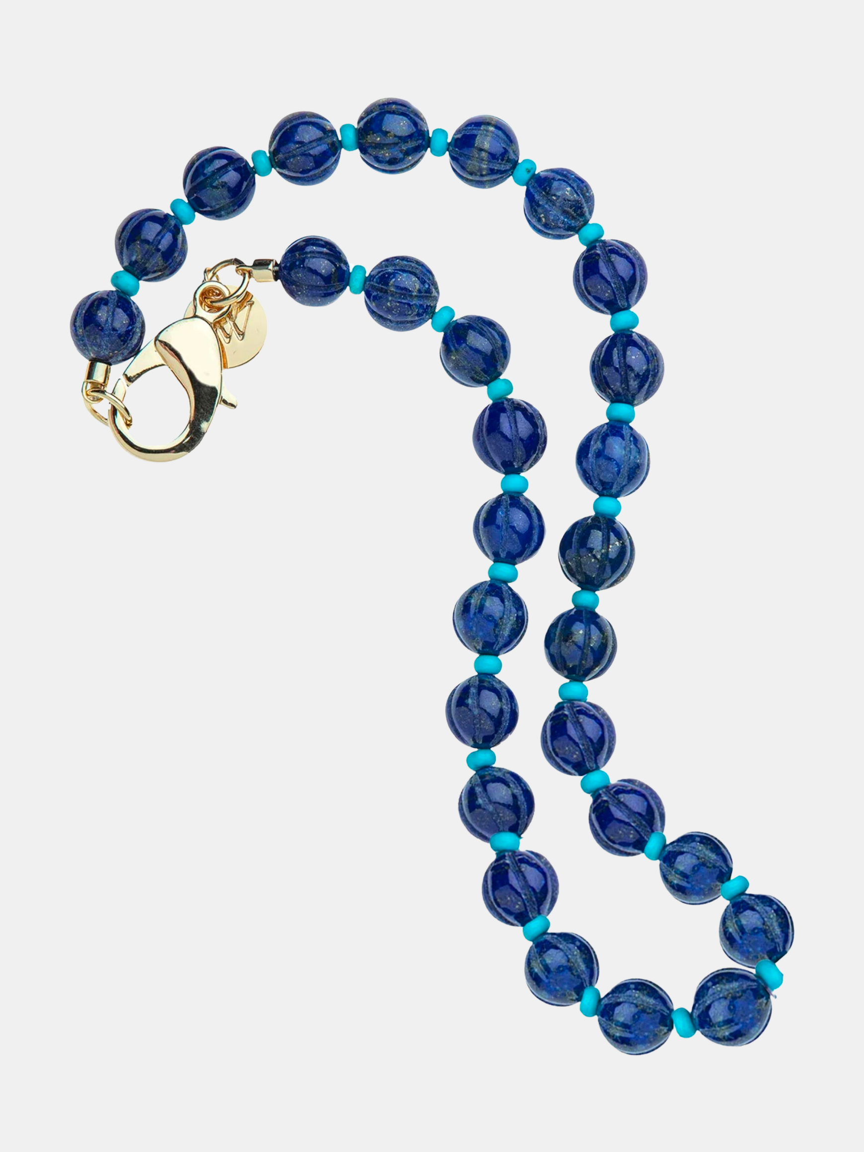 Lapis Pumpkin Bead Necklace - Periwinkle 