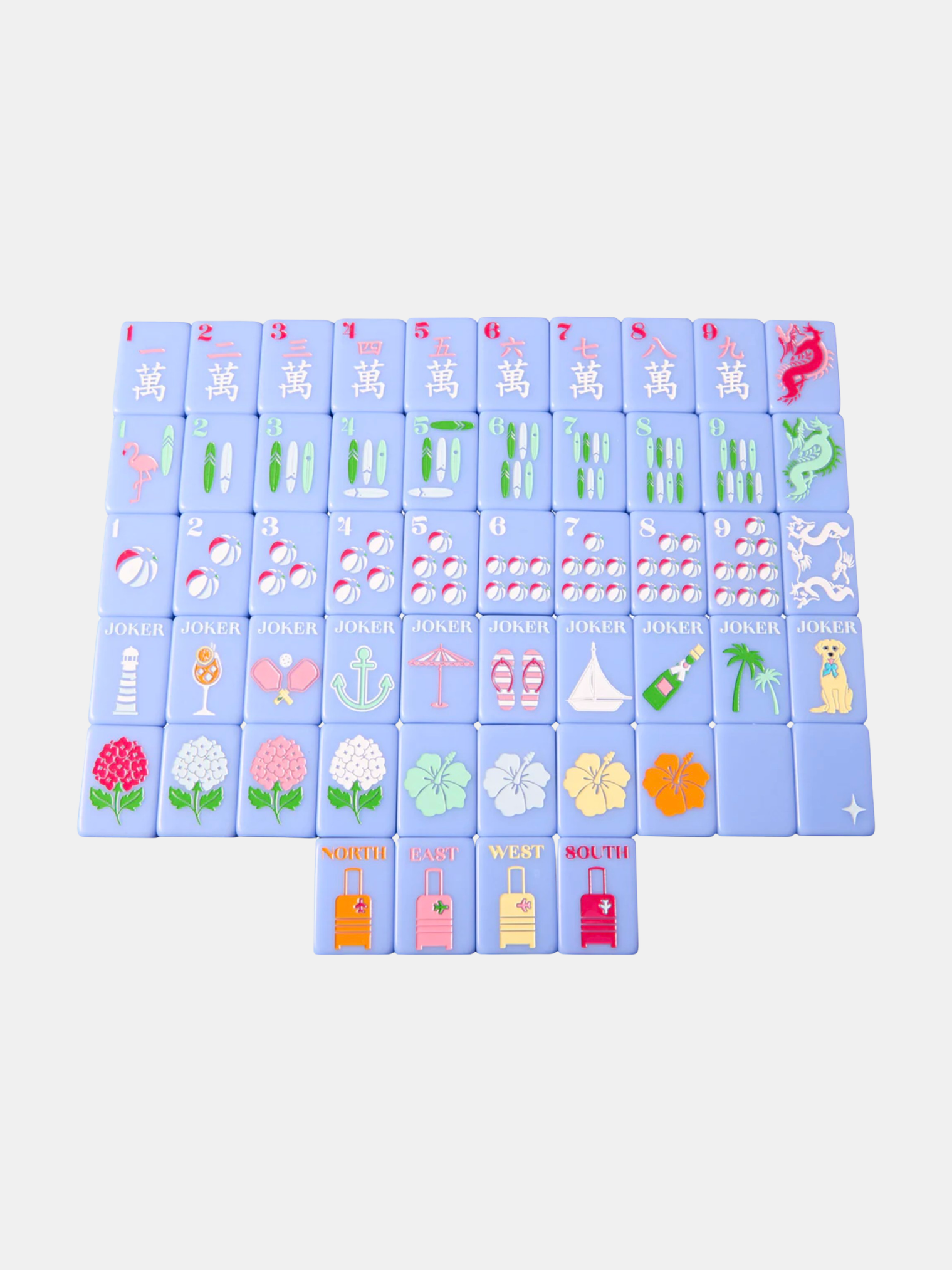 Bespoke X Gray Malin Beach Club Mahjong Tiles - Periwinkle 