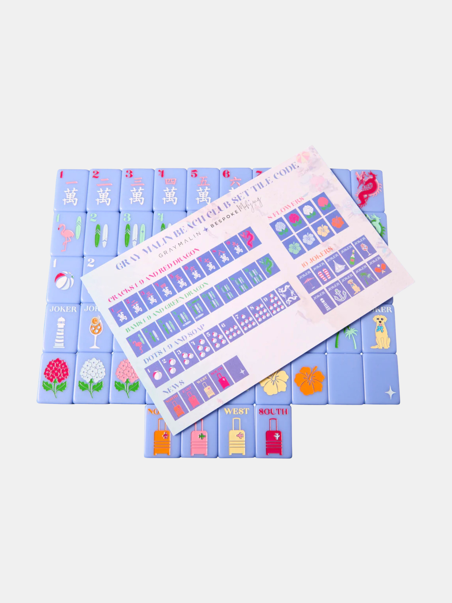 Bespoke X Gray Malin Beach Club Mahjong Tiles - Periwinkle 