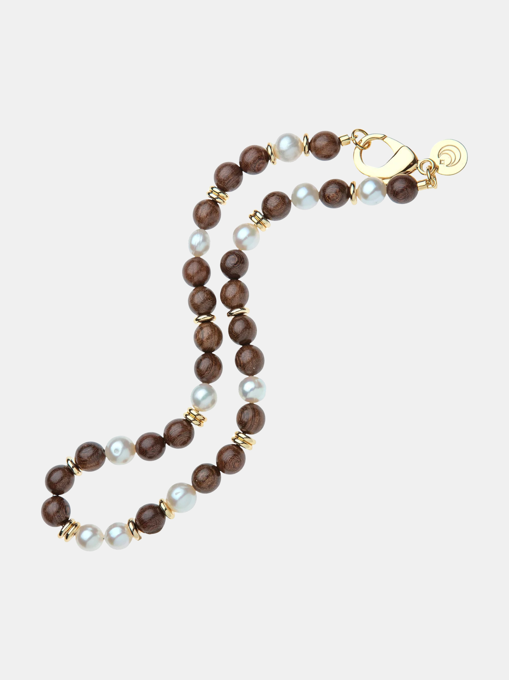 Wood and Pearl Statement Necklace