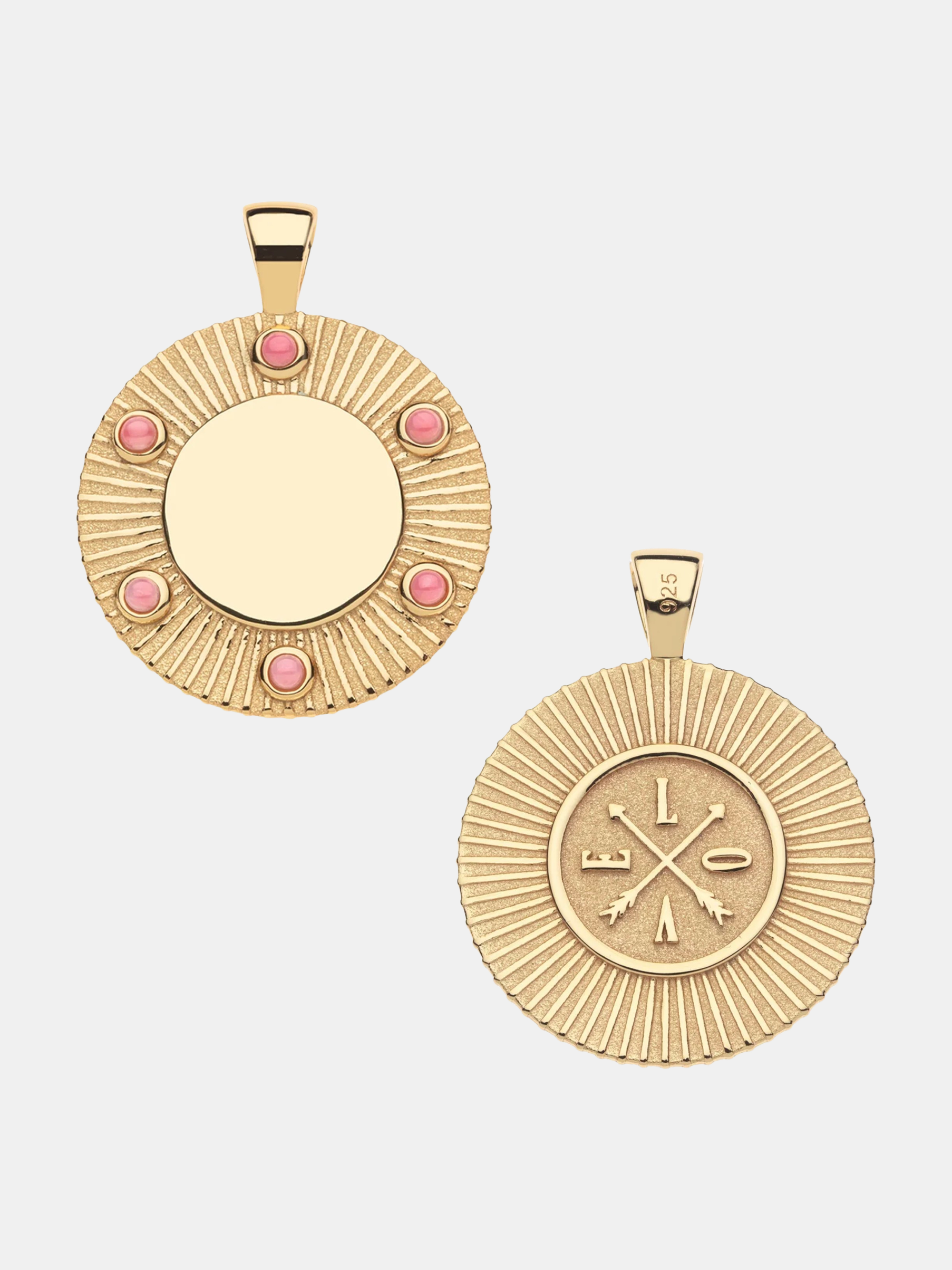Forever Around The Sun Engravable Pendant in Pink Coral