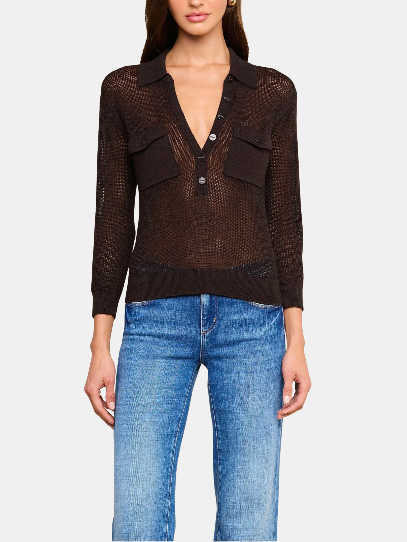 Carine Pointelle Collared Sweater