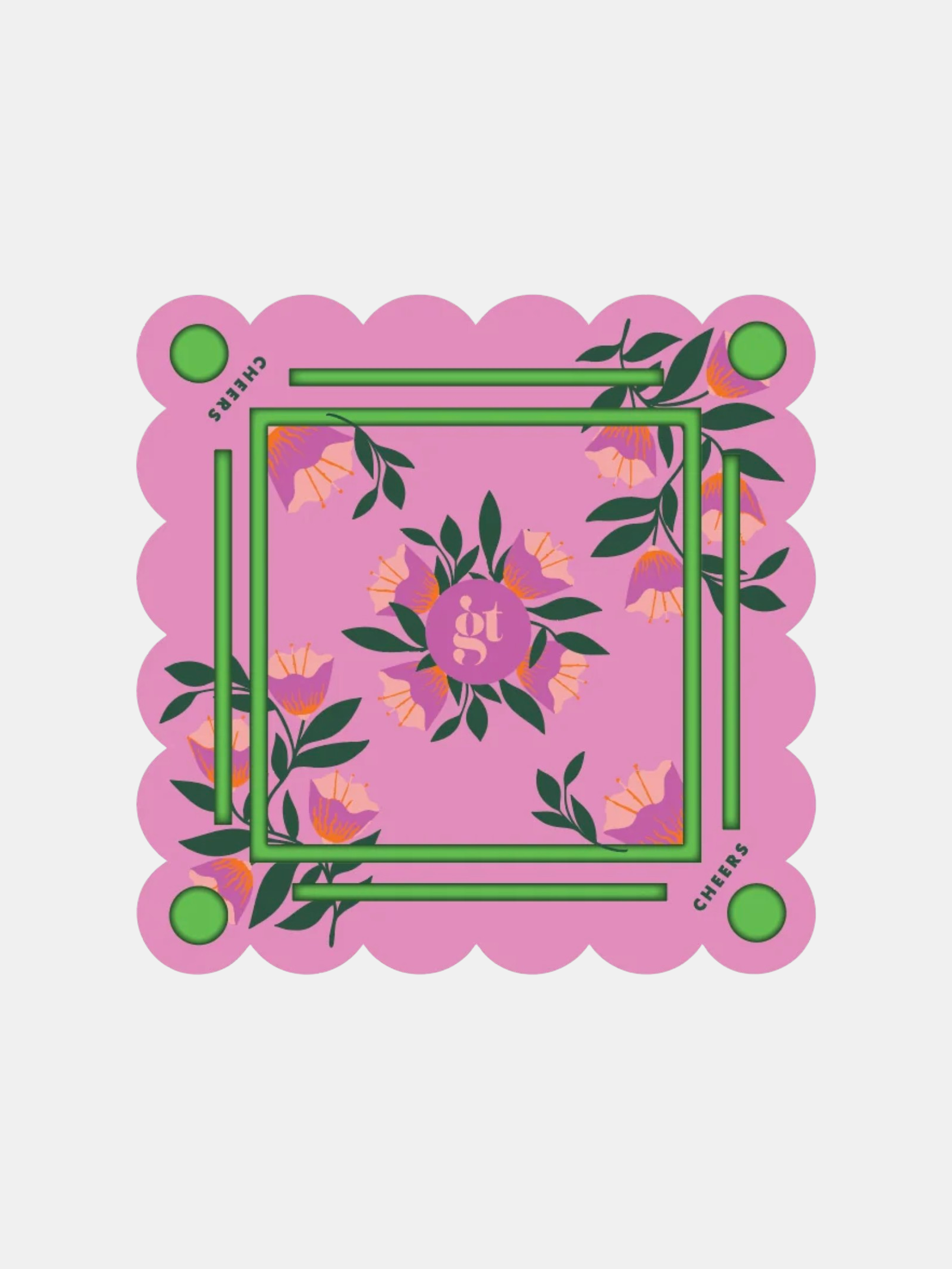Floating Mahjong Tile Mat in Floral Pink
