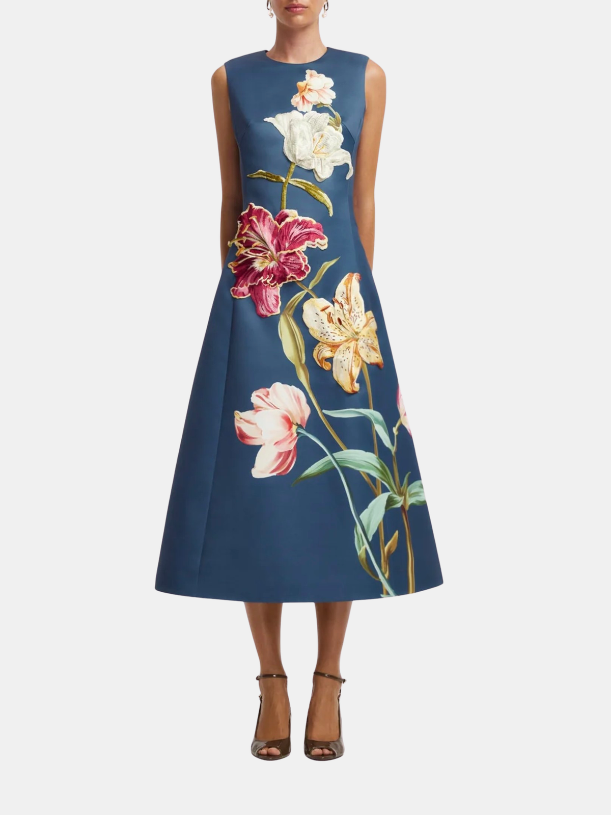 Cleo Embroidered Sleeveless Midi Dress