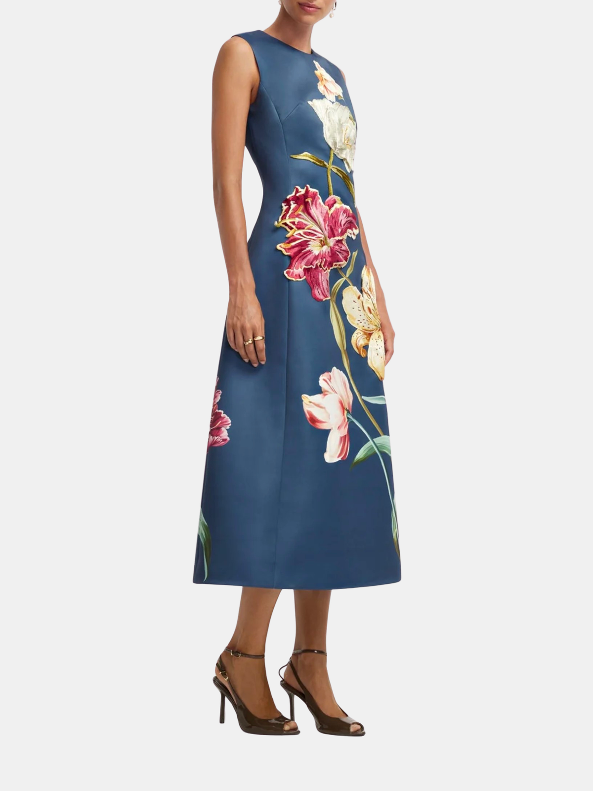 Cleo Embroidered Sleeveless Midi Dress