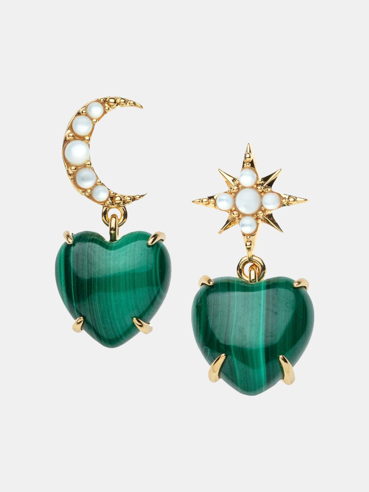 Love You To The Moon and Stars Earrings - Malachite