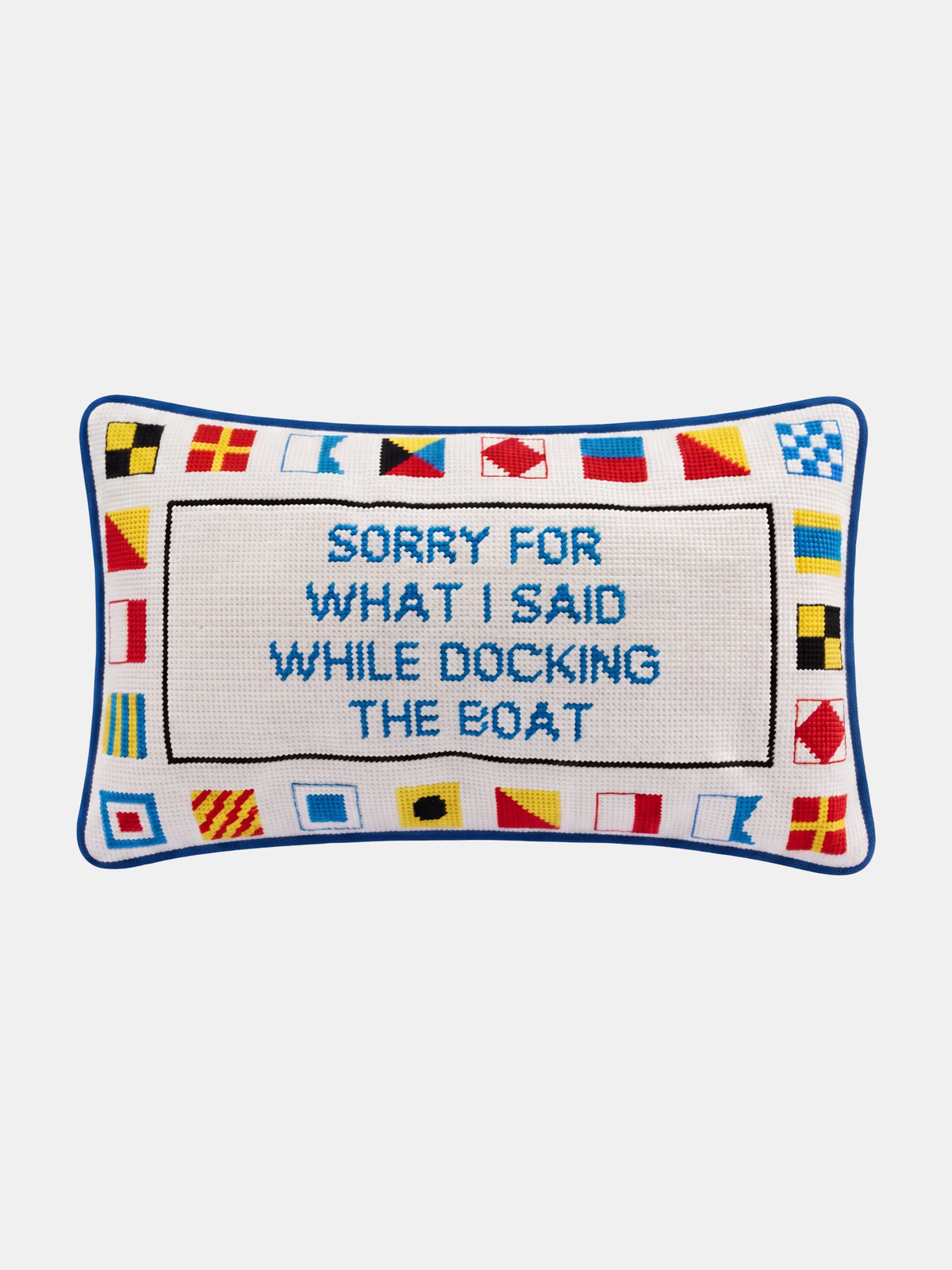 Docking The Boat Needlepoint Pillow - Periwinkle 