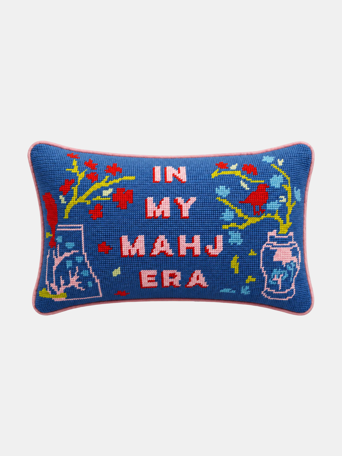 In My Mahj Era Needlepoint Pillow - Periwinkle 