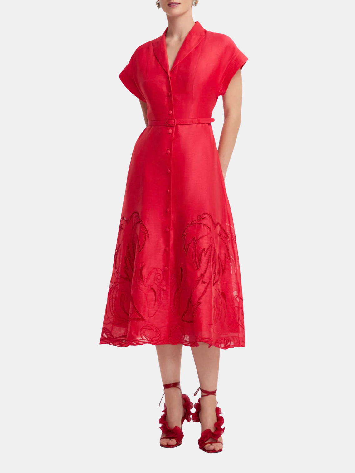 Aubrey Applique Shirt Midi Dress