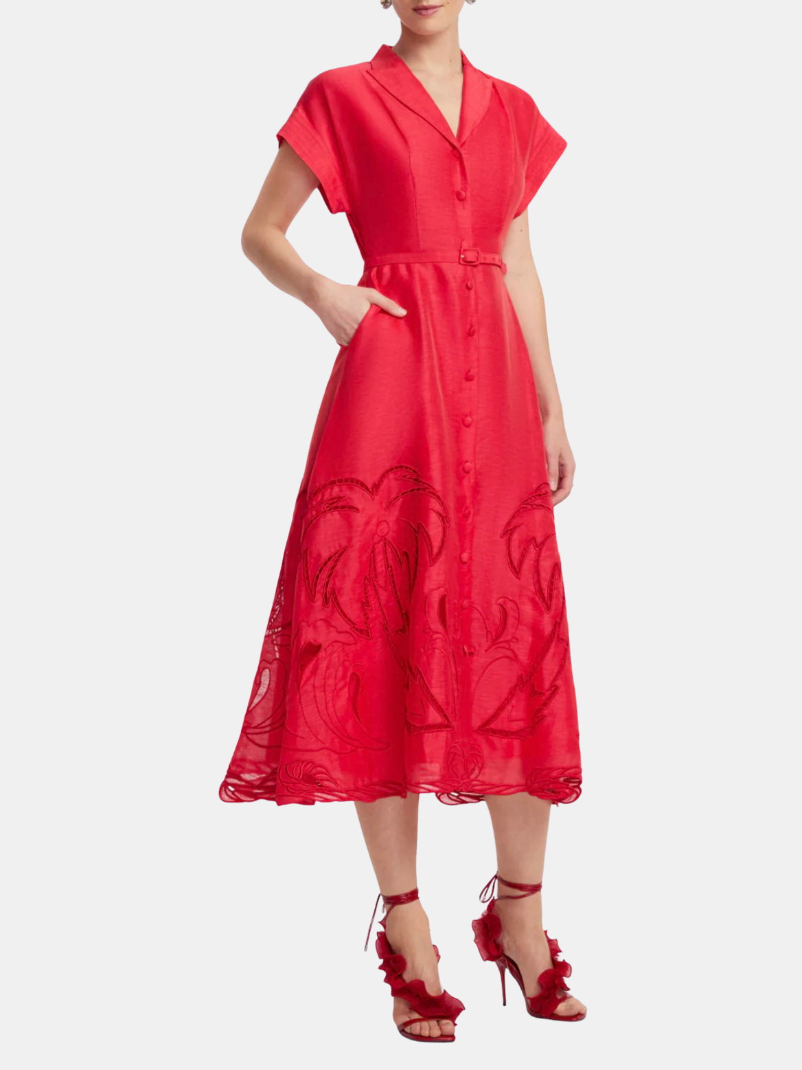 Aubrey Applique Shirt Midi Dress