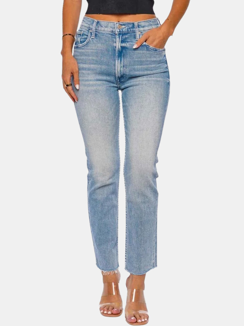 High Waisted Rider Ankle Fray - Periwinkle 