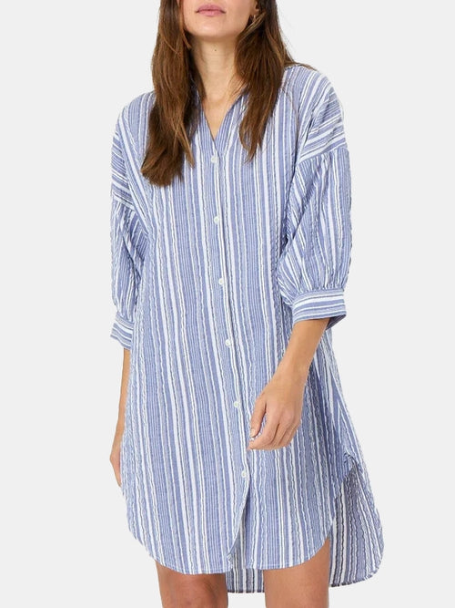 Gigi Stripe Shirt Dress - Periwinkle 