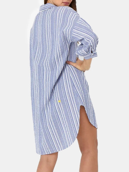 Gigi Stripe Shirt Dress - Periwinkle 