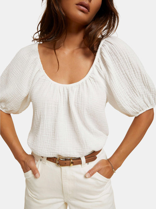 Lyric Easy Peasant Top - Periwinkle 