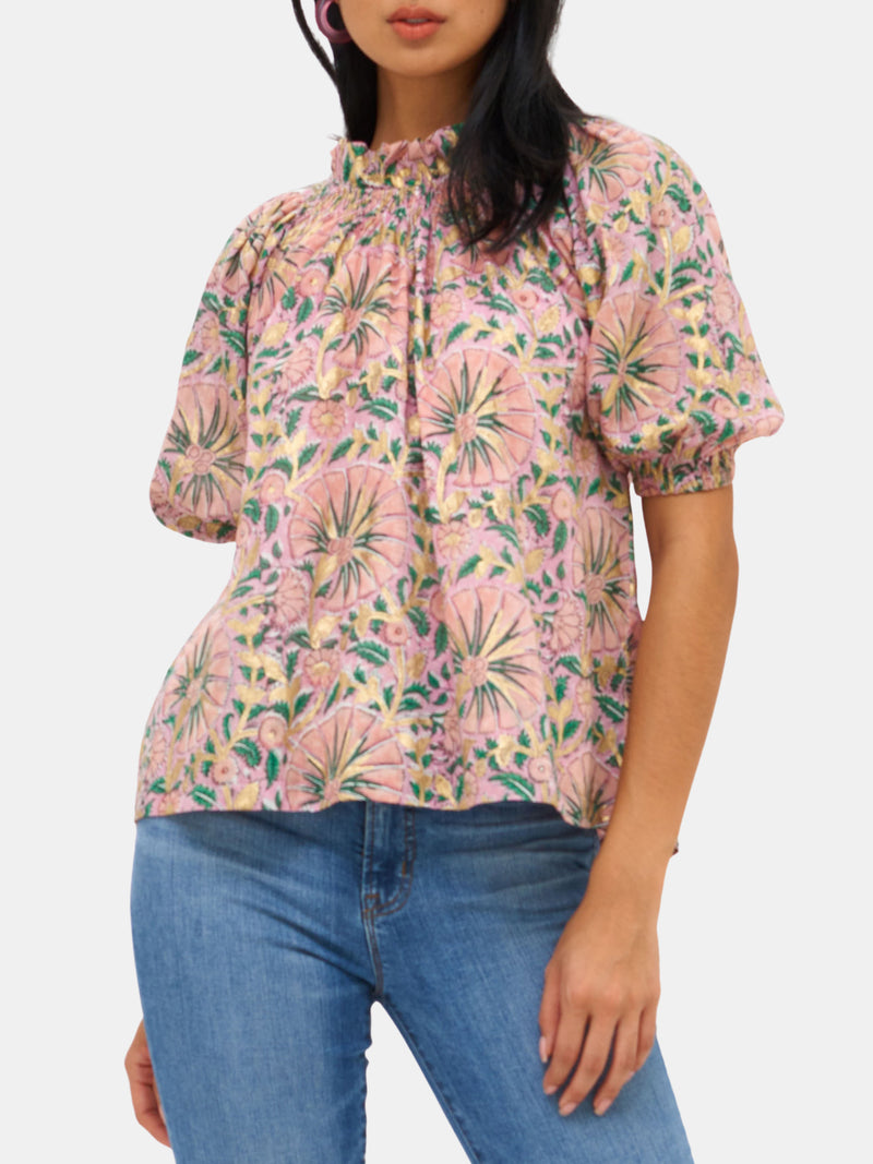 Smocked Neck Top - Periwinkle 
