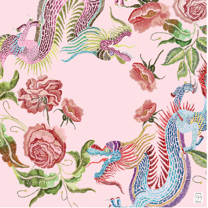 Year Of The Dragon Mat - Pink - Periwinkle 