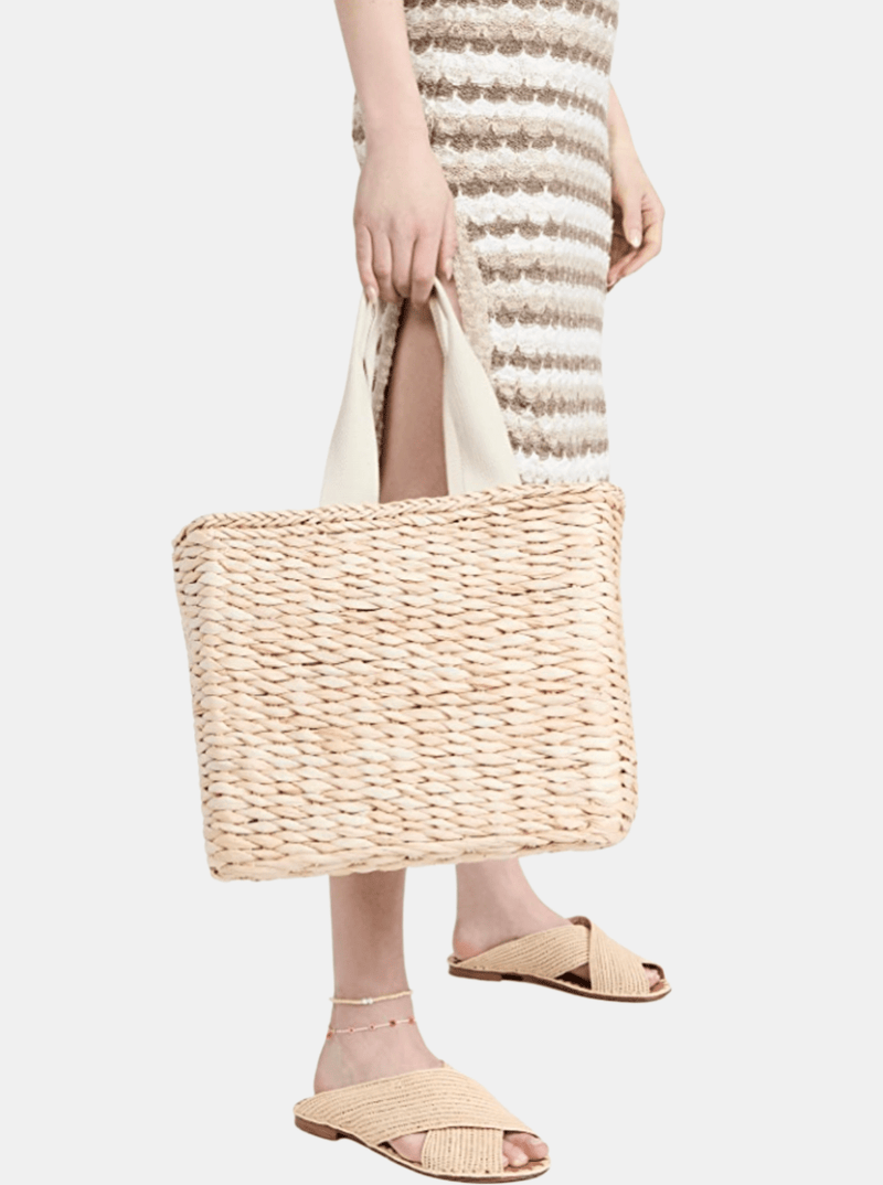 Straw Cooler Tote - Periwinkle 