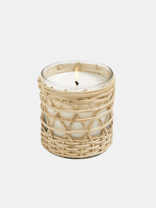 Olive Bamboo Wrapped Candle 7oz - Periwinkle 