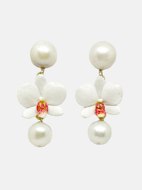 Orchid Pearl Drops Earrings - Periwinkle 