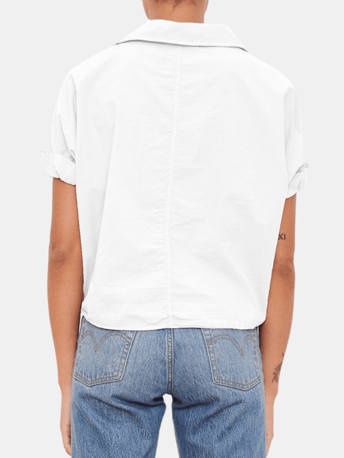 Poplin Short Sleeve Front Twist Shirt - Periwinkle 